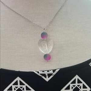 Chic Pink and Silver Heart Necklace
